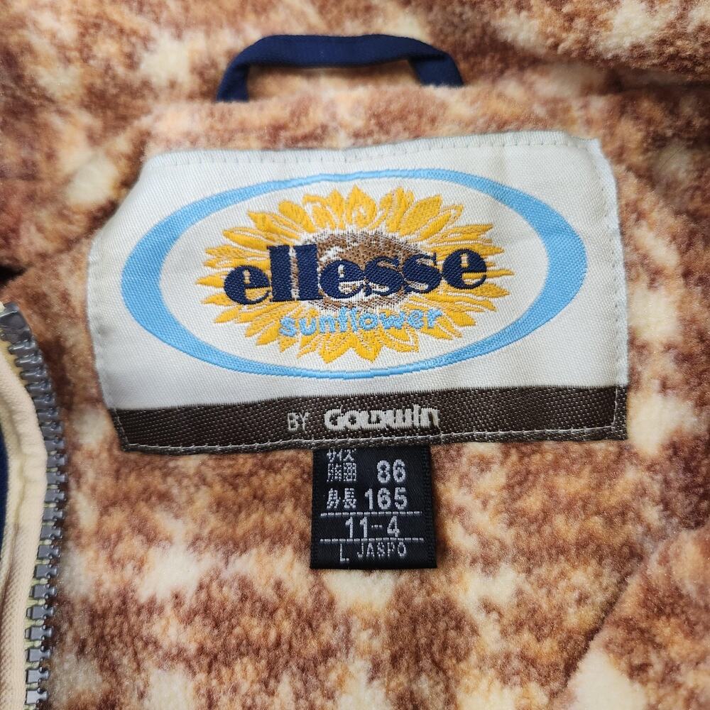 VTG Ellesse Sunflower Jacket Mens Large Pullover Hooded Japan 90s Fleece‎ Lined - Picture 7 of 16